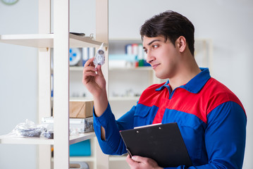 Man working in the postal warehouse