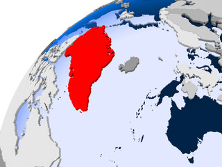 Map of Greenland in red