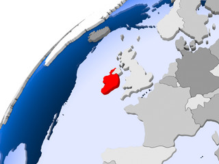 Fototapeta premium Map of Ireland in red