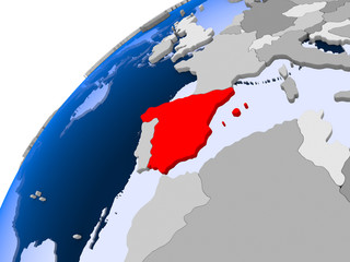 Map of Spain in red