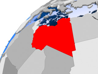 Map of Libya in red