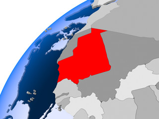 Fototapeta premium Map of Mauritania in red