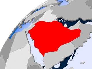 Fototapeta premium Map of Saudi Arabia in red