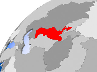 Map of Uzbekistan in red
