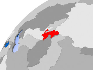 Fototapeta premium Map of Tajikistan in red