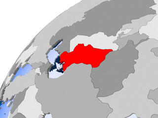 Map of Turkmenistan in red