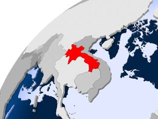 Map of Laos in red