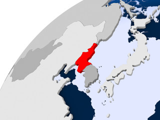 Map of North Korea in red