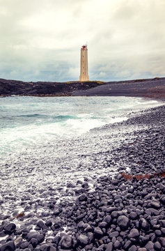 White lighthouse on the extreme west coast of Iceland.