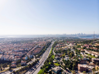 Fototapeta premium Aerial View of Uskudar Camlica Highway in Istanbul Turkey