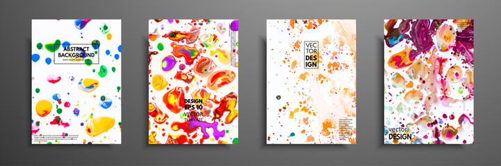 Set of colorful paint design templates for brochures, flyers, mobile technologies, applications, and online services, typographic emblems, logo, banners and infographic. Abstract modern backgrounds.