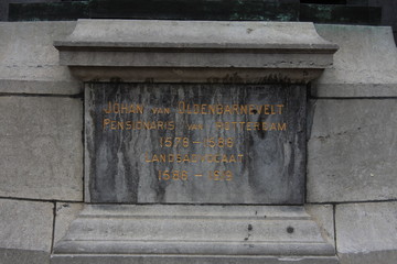 Monument of Johan van Oldenbarnevelt in Rotterdam city.