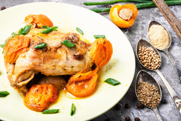 Chicken stewed in apricots