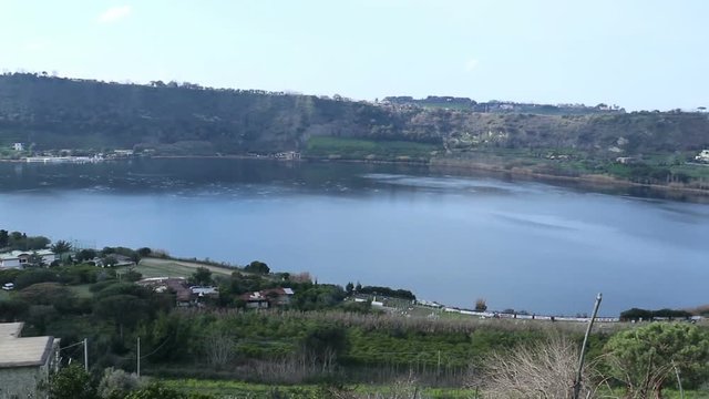 Lago d'Averno (Lake Avernus) is a volcanic crater lake. Pozzuoli, Italy