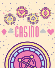 casino roulete machine chips aces vector illustration