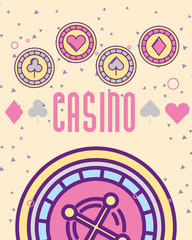 Fototapeta premium casino roulete machine chips aces vector illustration