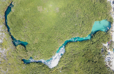 Drone view on Casa Cenote, Mexico