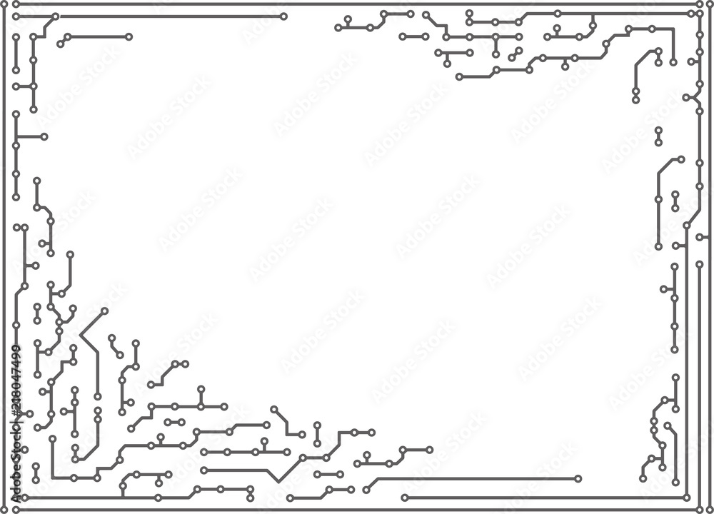 Aufkleber background in pcb-layout style, decorative technique frame with empty space for your text