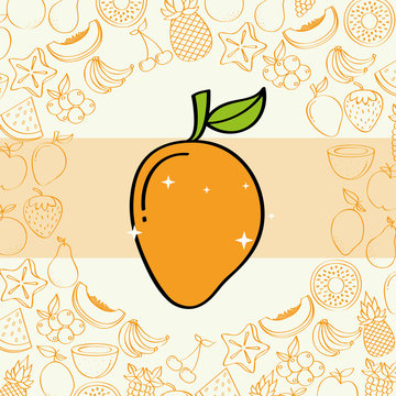 mango fruits nutrition background pattern vector illustration