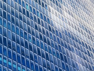 Texture of modern commercial building. Sky reflection on the glass surface of skyscraper