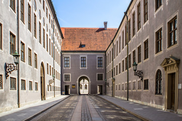 Fototapeta na wymiar Narrow streets in Munich, Germany