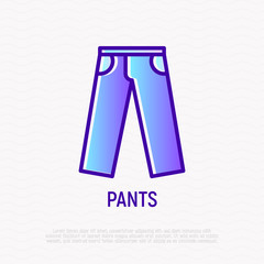Pants thin line icon. Modern vector illustration of apparel.