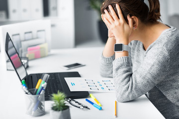 app design, technology and failure concept - stressed web designer with user interface layout