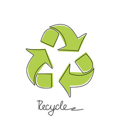 Triangular recycling symbol on white background. Environmentally friendly world. Illustration of ecology the concept of info graphics. Icon