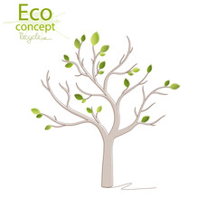 Tree with globe on white background. Environmentally friendly world. Illustration of ecology the concept of info graphics. Icon. Simple modern minimalistic style. Vector illustration. Green Tree. 