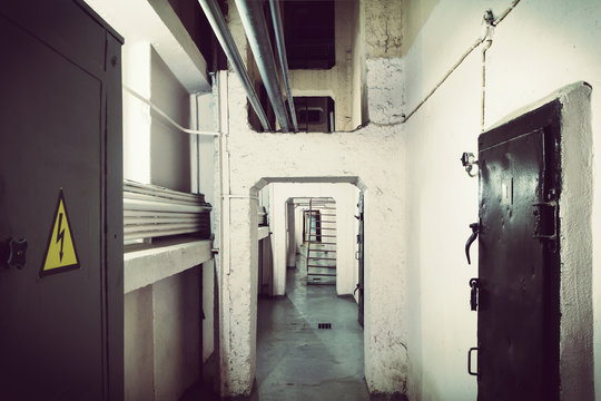 Long corridor in the old bunker