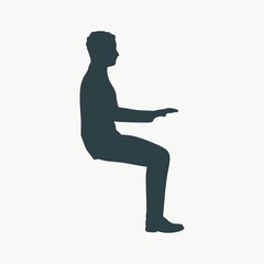 An illustration of man in sitting pose. Man working on laptop