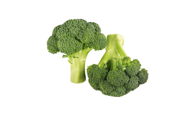 Fresh two green broccoli isolated on a white background - 218052416