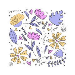 Floral pattern, doodle flowers, vector illustration.