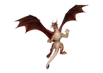 3D Rendering Fantasy Dragon on White