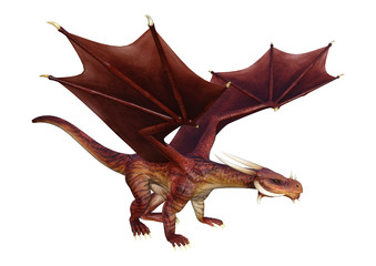 3D Rendering Fantasy Dragon on White