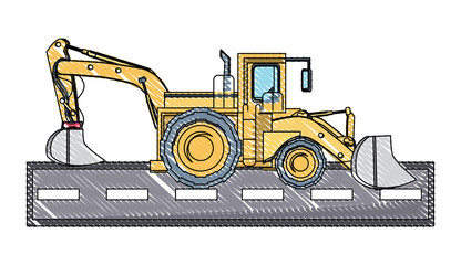 excavator truck icon over white background, vector illustration