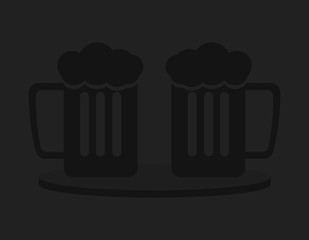 Two pints with beer, a minimalist background for Oktoberfest