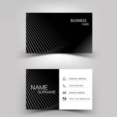 Dark business card design. Black and white color on gray background. Vector EPS10.