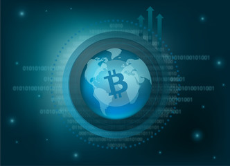 Fototapeta na wymiar Bitcoin Cash Cryptocurrency Coin Global Binary Background