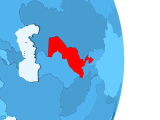 Map of Uzbekistan in red