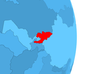 Map of Kyrgyzstan in red