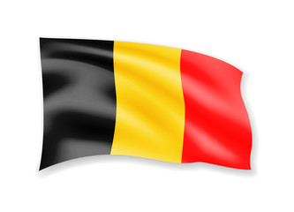 Waving Belgium Flag on white. Flag in the Wind.