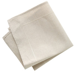 Beige kitchen cloth isolated top view.