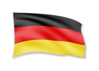 Waving Germany Flag on white. Flag in the Wind.