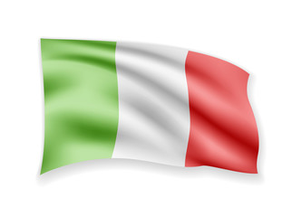 Obraz premium Waving Italy Flag on white. Flag in the Wind.