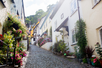Beautiful view of the streets of Clovelly, nice old village in the heart of Devonshire