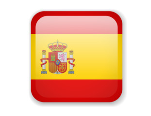 Spain flag. Square bright Icon on a white background