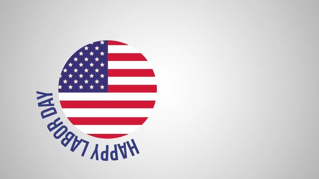 Happy labor day USA flag round emblem high definition animation colorful scenes