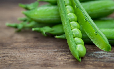 Pea pod on the background of nature