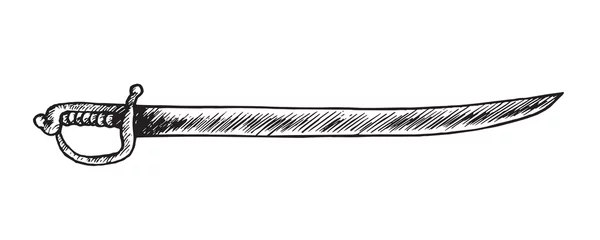 Foto op Plexiglas Sword (sabre, Ukrainian Cossacks type), hand drawn doodle sketch, isolated vector outline illustration © ArtoPhotoDesigno